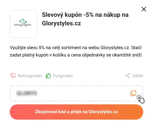 Návod jak zkopírovat slevový kupón Glorystyles.cz
