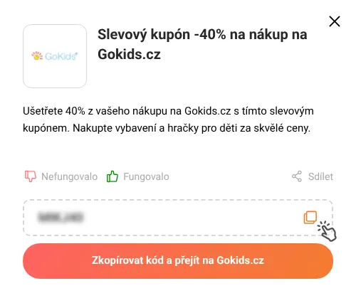 Návod jak zkopírovat slevový kód Gokids.cz