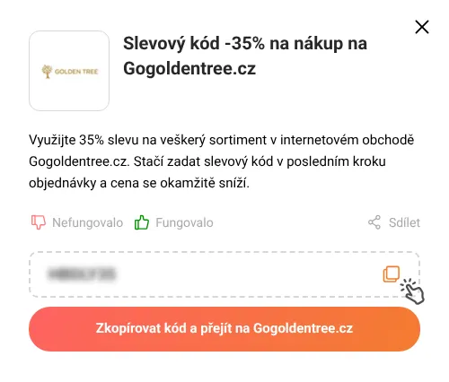 Návod jak zkopírovat slevový kód Gogoldentree.cz