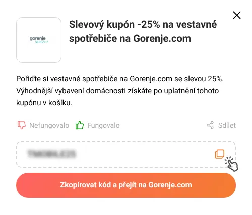 Návod jak zkopírovat slevový kód Gorenje.com