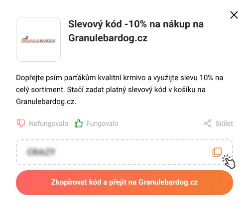 Návod jak zkopírovat slevový kupón Granulebardog.cz