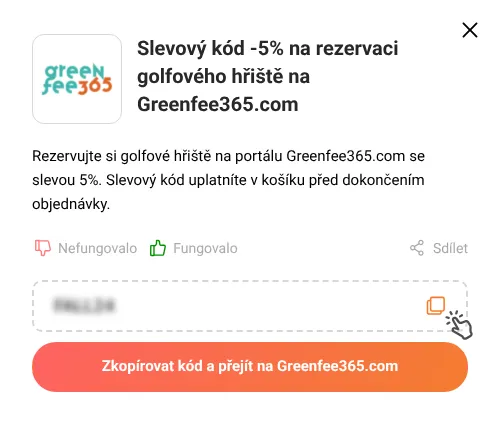 Návod jak zkopírovat slevový kód Greenfee365.com