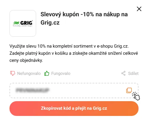 Návod jak zkopírovat slevový kupón Grig.cz