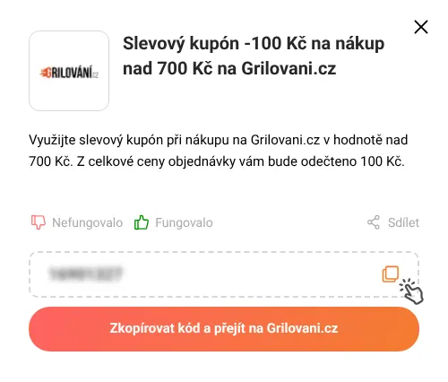 Návod jak zkopírovat slevový kód Grilovani.cz
