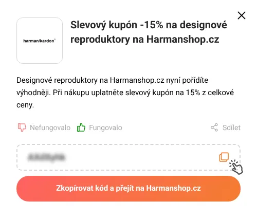 Návod jak zkopírovat slevový kód Harmanshop.cz