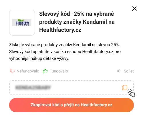 Návod jak zkopírovat slevový kupón Healthfactory.cz