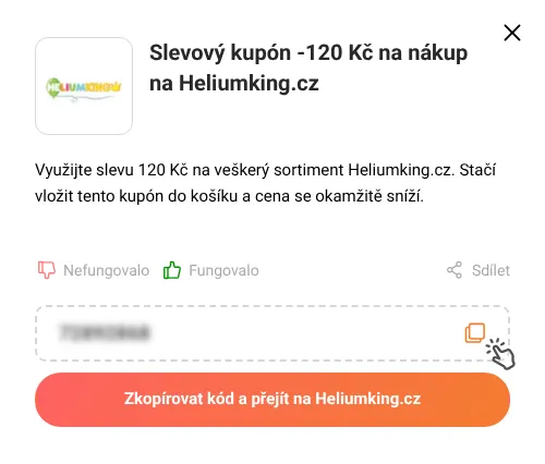 Návod jak zkopírovat slevový kupón Heliumking.cz