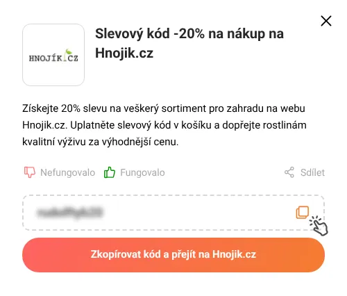 Návod jak zkopírovat slevový kód Hnojik.cz
