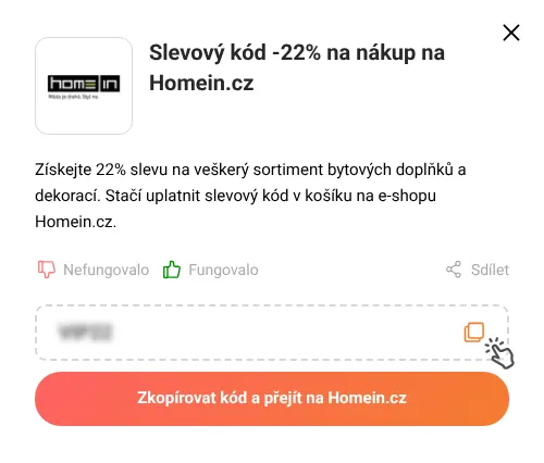Návod jak zkopírovat slevový kód Homein.cz