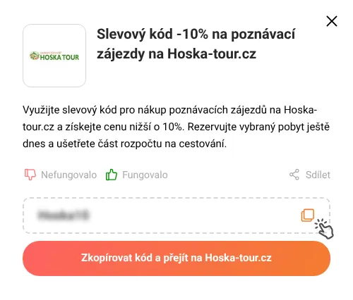 Návod jak zkopírovat slevový kupón Hoska-tour.cz