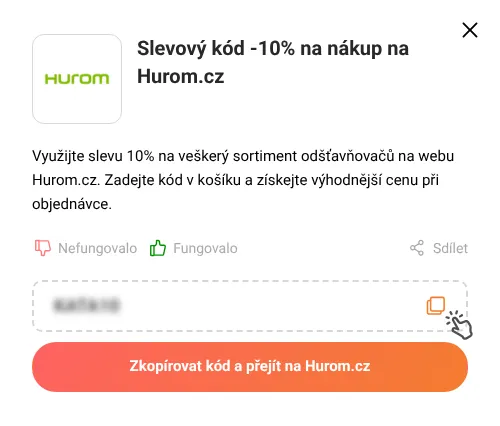 Návod jak zkopírovat slevový kupón Hurom.cz