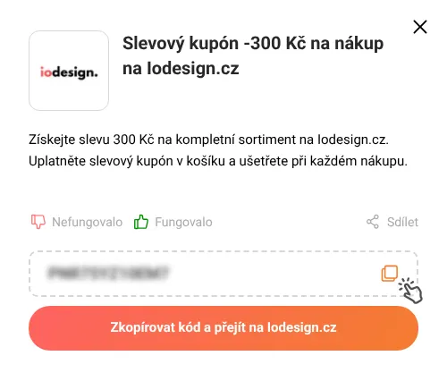 Návod jak zkopírovat slevový kód Iodesign.cz