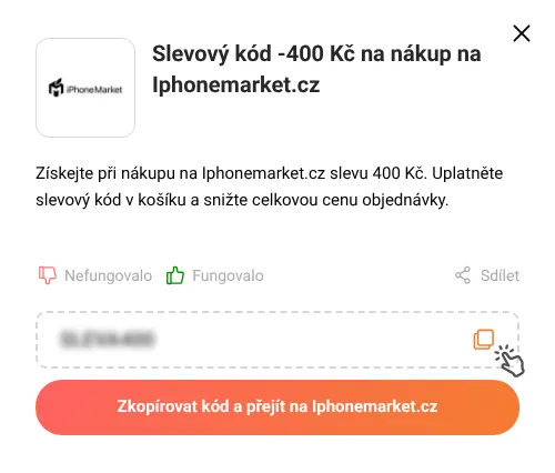 Návod jak zkopírovat slevový kupón Iphonemarket.cz