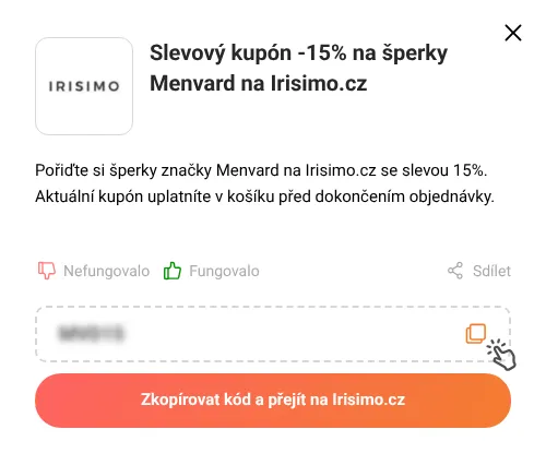 Návod jak zkopírovat slevový kód Irisimo.cz