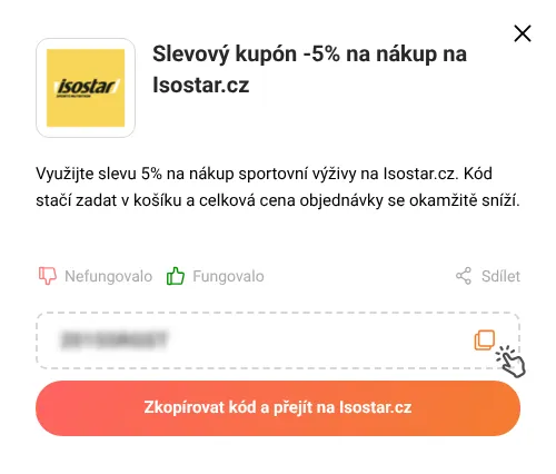 Návod jak zkopírovat slevový kupón Isostar.cz