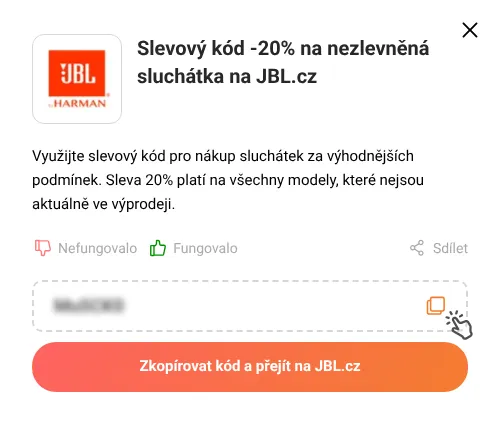 Návod jak zkopírovat slevový kód JBL.cz