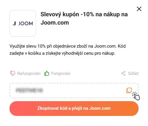 Návod jak zkopírovat slevový kód Joom.com