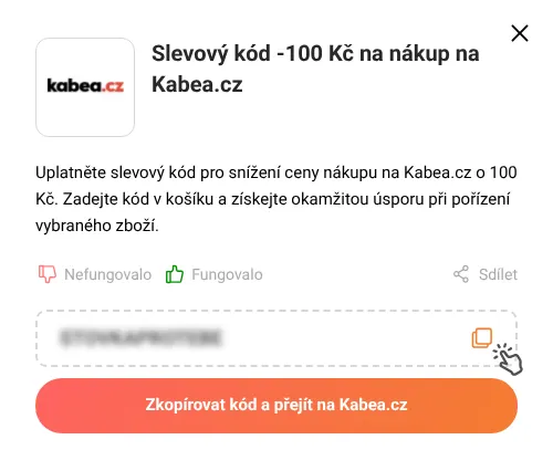 Návod jak zkopírovat slevový kód Kabea.cz