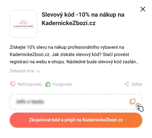 Návod jak zkopírovat slevový kód KadernickeZbozi.cz