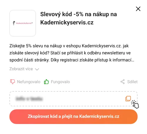 Návod jak zkopírovat slevový kupón Kadernickyservis.cz
