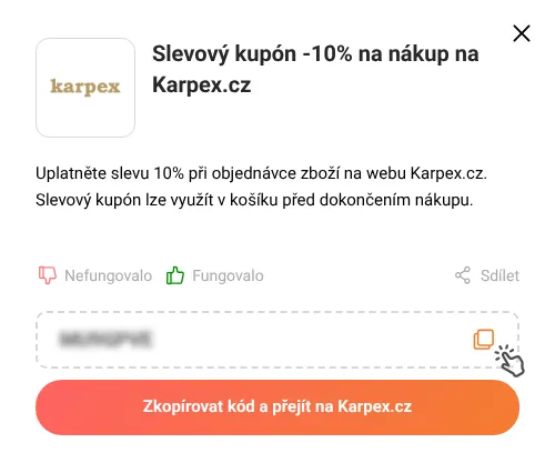 Návod jak zkopírovat slevový kód Karpex.cz