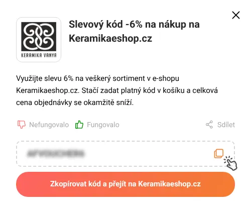 Návod jak zkopírovat slevový kupón Keramikaeshop.cz
