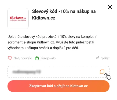 Návod jak zkopírovat slevový kupón Kidtown.cz