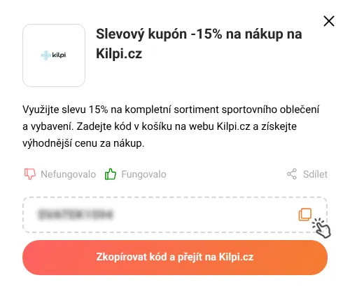 Návod jak zkopírovat slevový kód Kilpi.cz