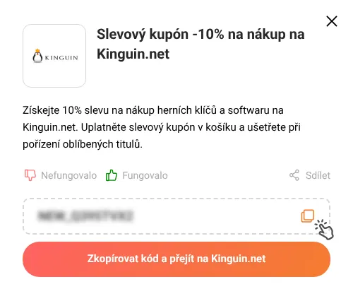 Návod jak zkopírovat slevový kód Kinguin.net