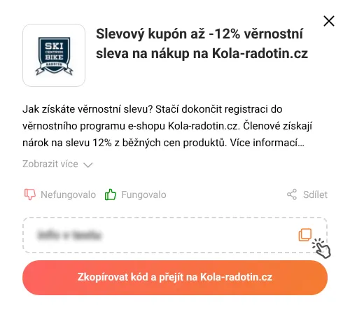 Návod jak zkopírovat slevový kupón Kola-radotin.cz