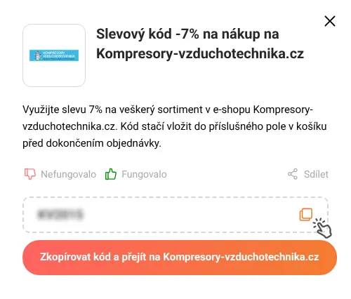 Návod jak zkopírovat slevový kupón Kompresory-vzduchotechnika.cz