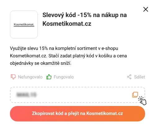 Návod jak zkopírovat slevový kupón Kosmetikomat.cz