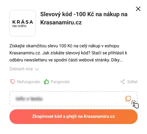 Návod jak zkopírovat slevový kupón Krasanamiru.cz