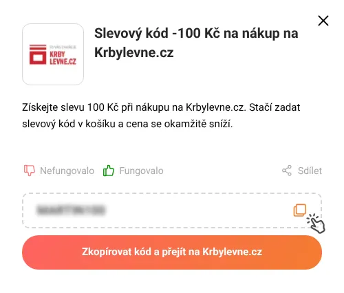 Návod jak zkopírovat slevový kód Krbylevne.cz