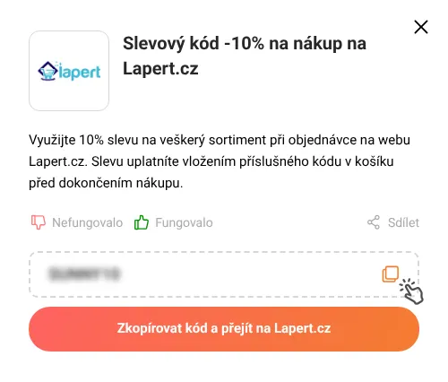 Návod jak zkopírovat slevový kupón Lapert.cz