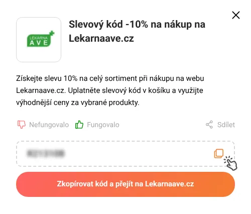 Návod jak zkopírovat slevový kód Lekarnaave.cz