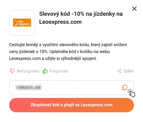 Návod jak zkopírovat slevový kód Leoexpress.com