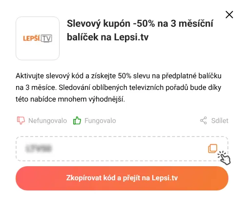 Návod jak zkopírovat slevový kód Lepsi.tv