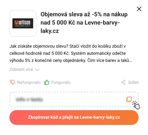 Návod jak zkopírovat slevový kupón Levne-barvy-laky.cz