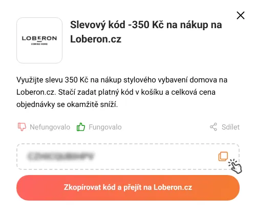 Návod jak zkopírovat slevový poukaz Loberon.cz