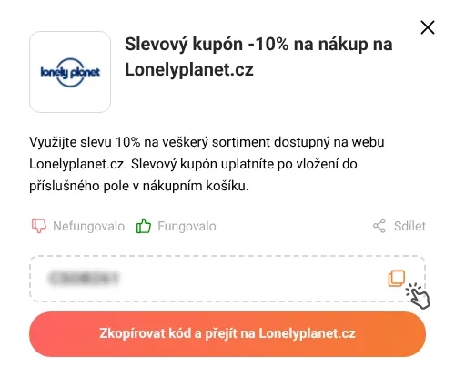Návod jak zkopírovat slevový kupón Lonelyplanet.cz