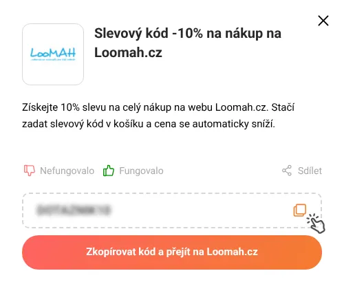 Návod jak zkopírovat slevový kupón Loomah.cz