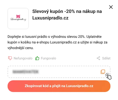 Návod jak zkopírovat slevový kupón Luxusnipradlo.cz