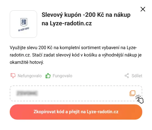 Návod jak zkopírovat slevový kupón Lyze-radotin.cz