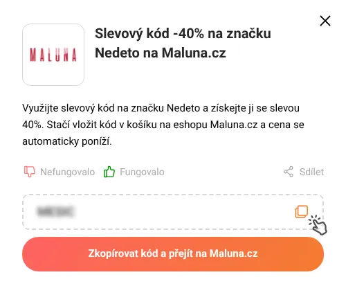 Návod jak zkopírovat slevový kód Maluna.cz
