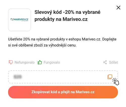 Návod jak zkopírovat slevový kupón Mariveo.cz