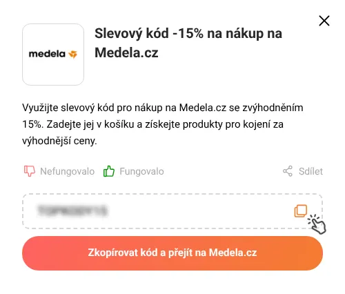 Návod jak zkopírovat slevový kupón Medela.cz