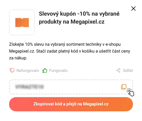 Návod jak zkopírovat slevový kód Megapixel.cz
