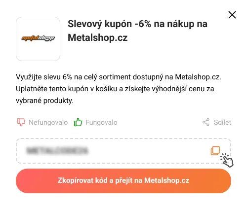 Návod jak zkopírovat slevový poukaz Metalshop.cz