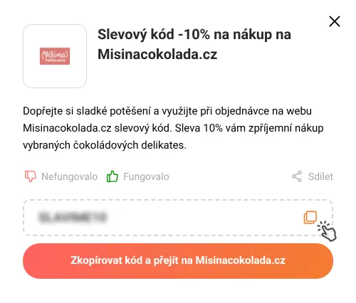 Návod jak zkopírovat slevový kupón Misinacokolada.cz